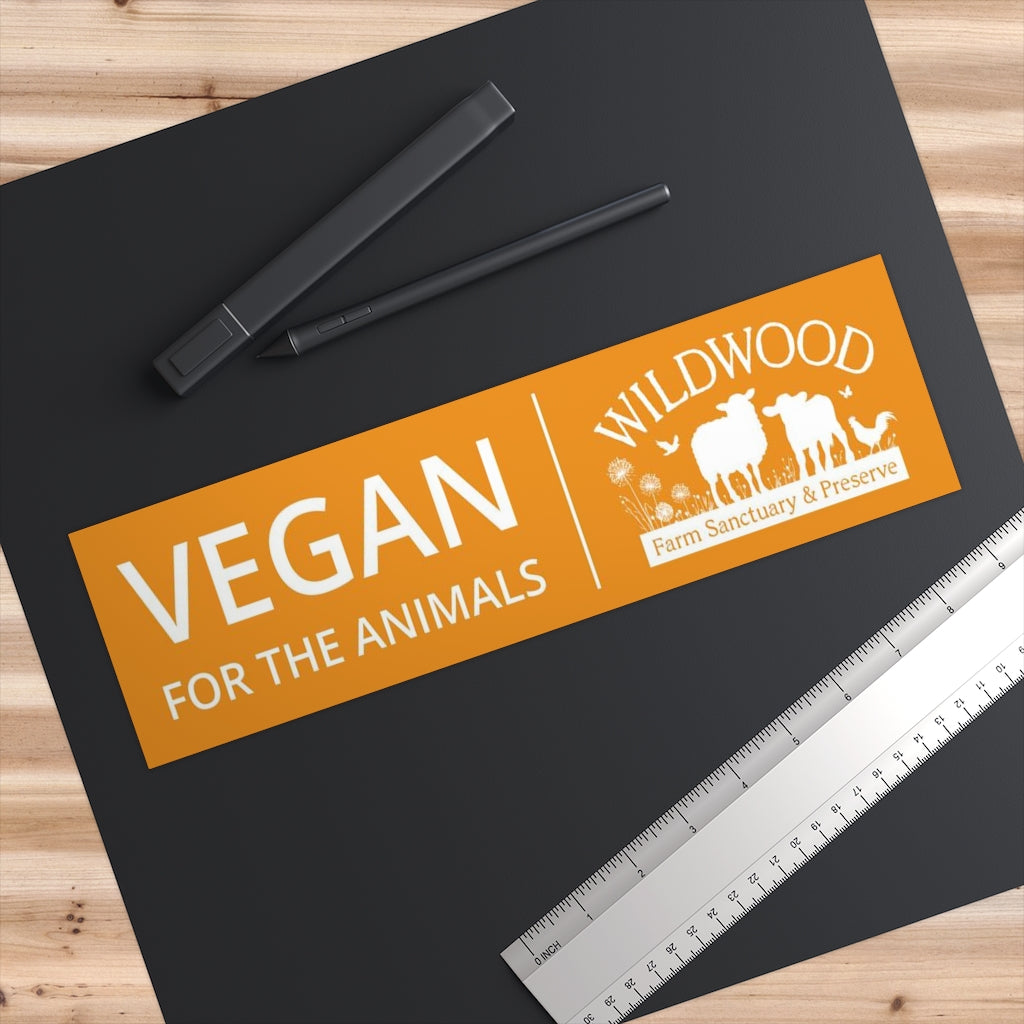 Vegan for the Animals bumper sticker - orange