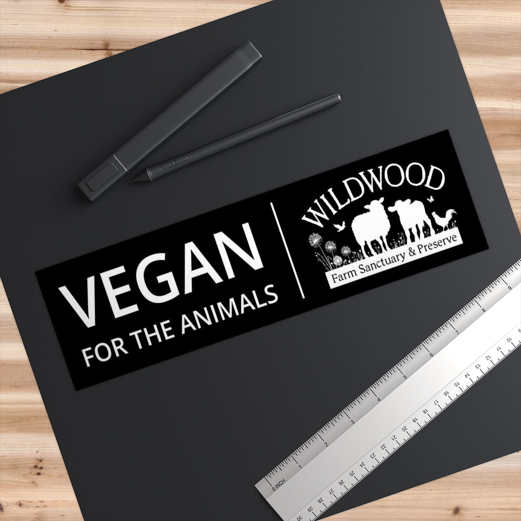 Vegan for the Animals bumper sticker - black